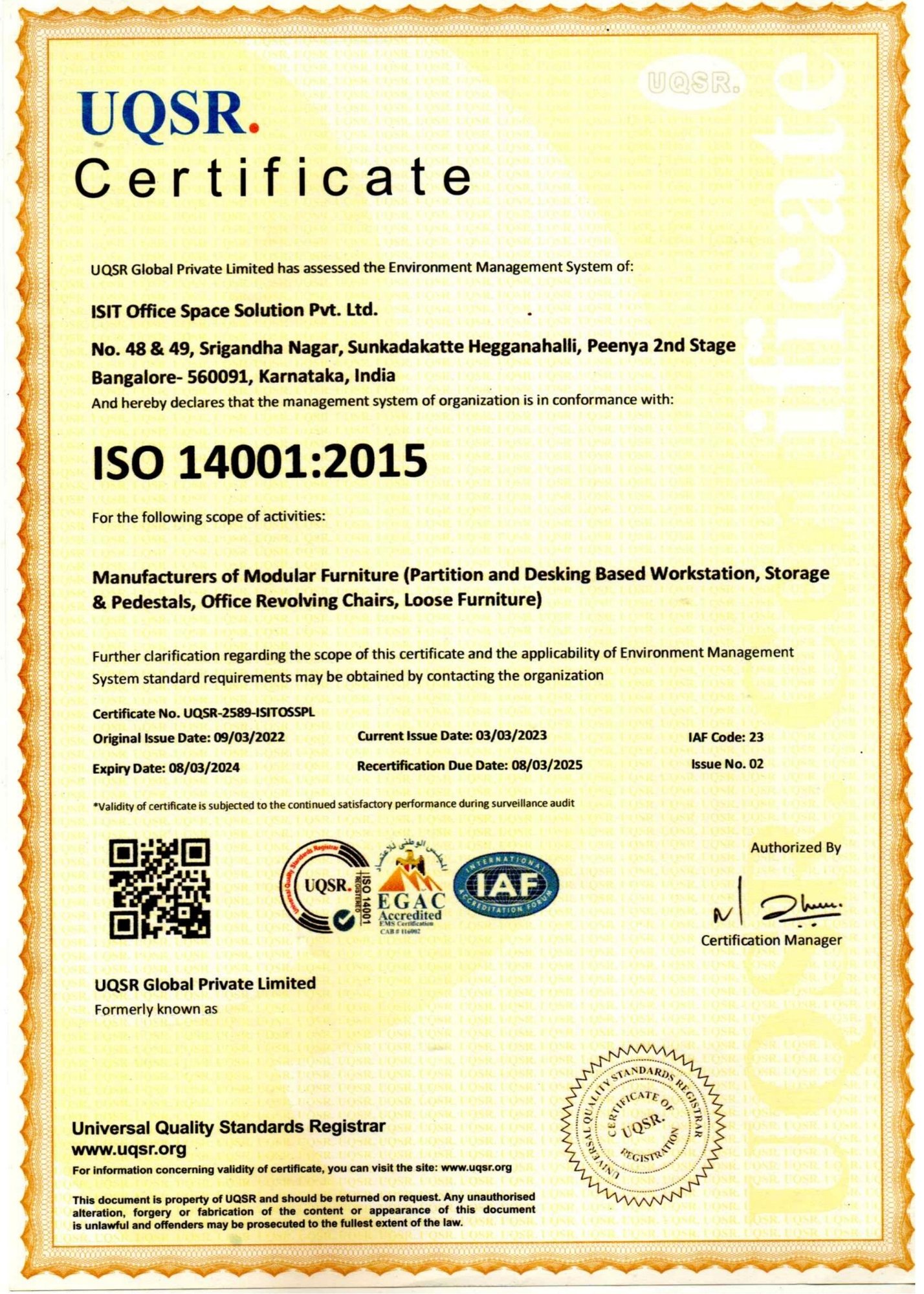 iSit certification document 5