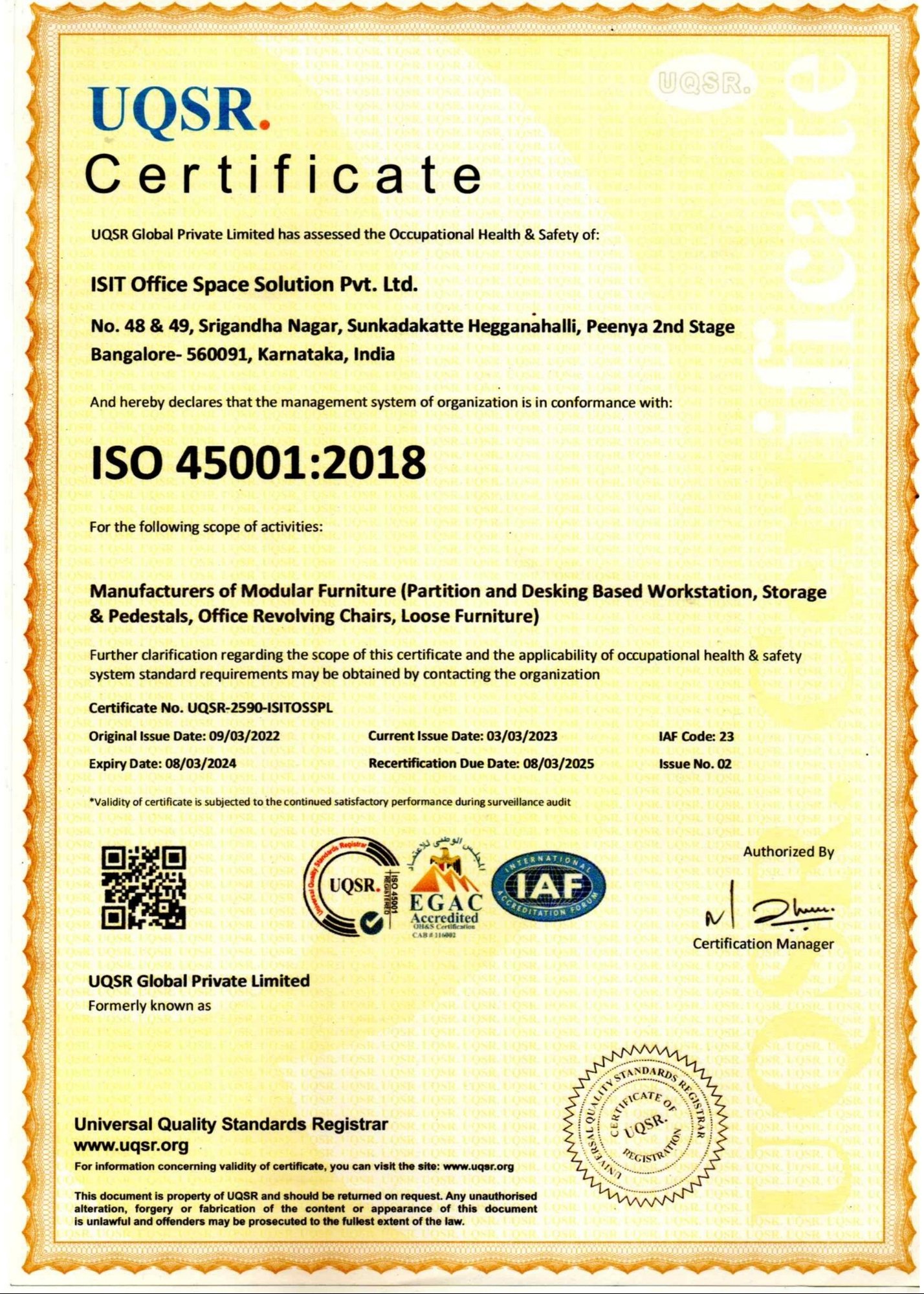 iSit certification document 4