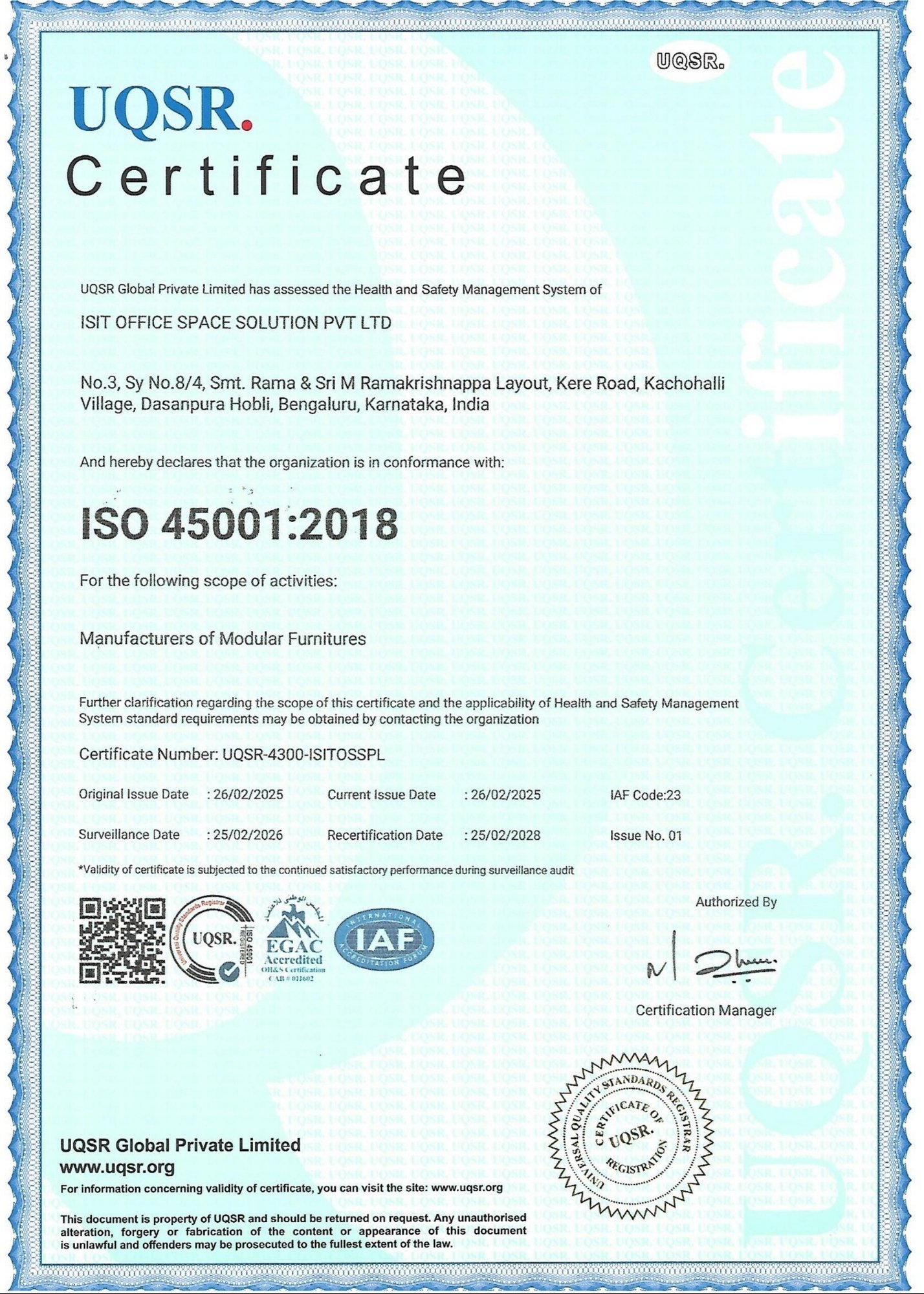 iSit certification document 3