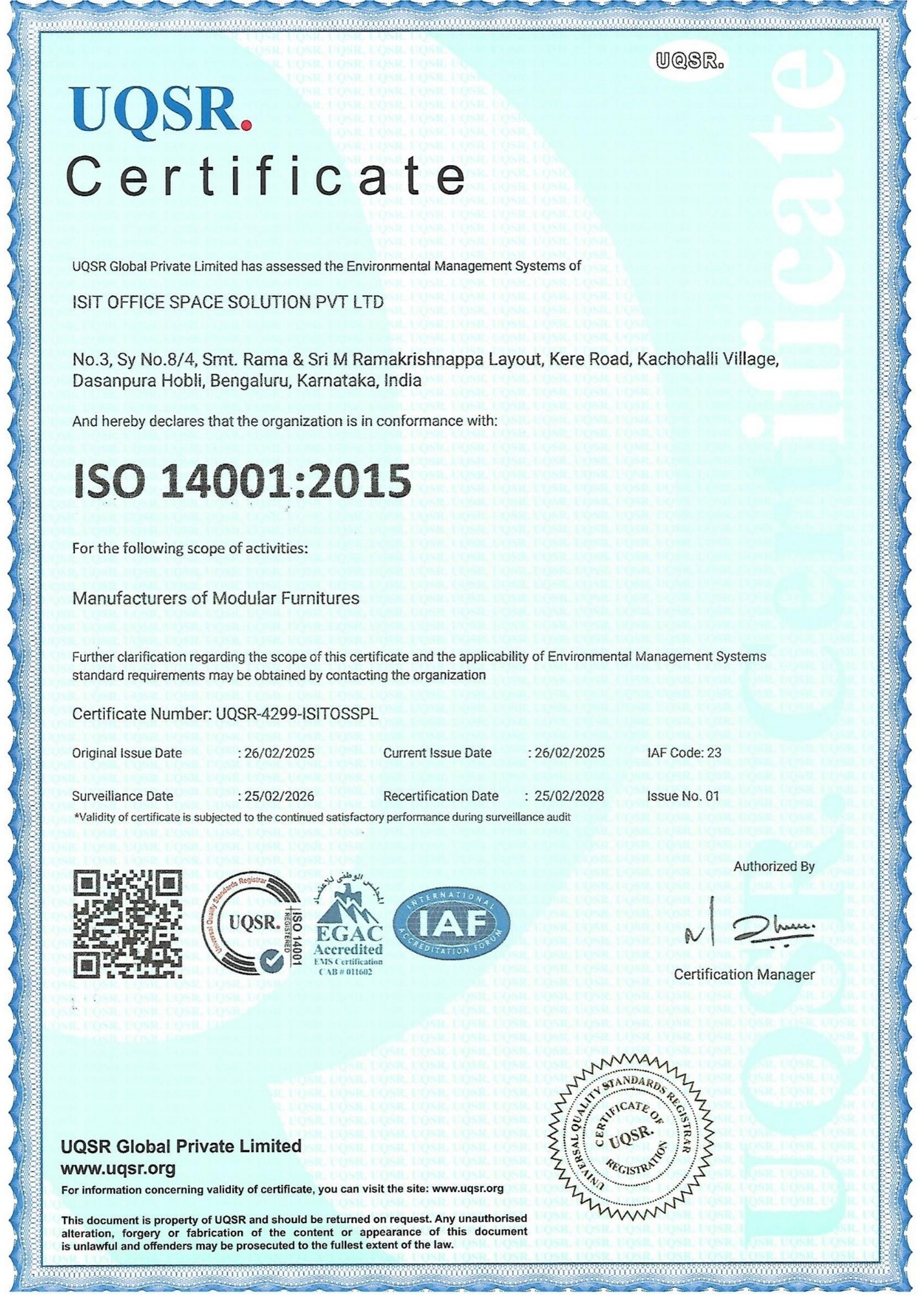 iSit certification document 2